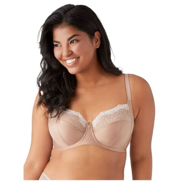 Wacoal Women’s Side Note Underwire Full Coverage Lux Embroidered Satin Bra in Ro - Picture 1 of 10